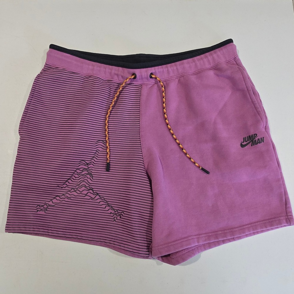 NIKE Air Jordan Jumpman Shorts Purple Black Striped Fleece Basketball XXL 2XL